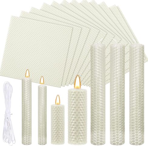 Yuntau 24 PCS عيد الشكر يوم الشمع العسل Makele Making Kit Fall Christmas DIY Taper Candle Comphes تشمل شمع العسل شمع العسل ومجموعة كيت القطن من أجل المرح عائلة المشروع (8 × 8 بوصات ولون الخريف) in Saudi Arabia