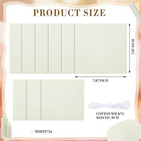 Yuntau 24 PCS عيد الشكر يوم الشمع العسل Makele Making Kit Fall Christmas DIY Taper Candle Comphes تشمل شمع العسل شمع العسل ومجموعة كيت القطن من أجل المرح عائلة المشروع (8 × 8 بوصات ولون الخريف) in Saudi Arabia
