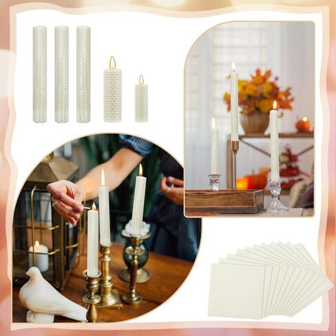 Yuntau 24 PCS عيد الشكر يوم الشمع العسل Makele Making Kit Fall Christmas DIY Taper Candle Comphes تشمل شمع العسل شمع العسل ومجموعة كيت القطن من أجل المرح عائلة المشروع (8 × 8 بوصات ولون الخريف) in Saudi Arabia