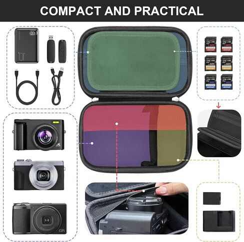 Leayjeen Digital Camera Case Compatible with Sony DSCW800/W830,Canon PowerShot and More,Waterproof and Shockproof Universal Compact Digital Camera Bag with 2-3 Carrying Modes-Black(Case Only) in Saudi Arabia