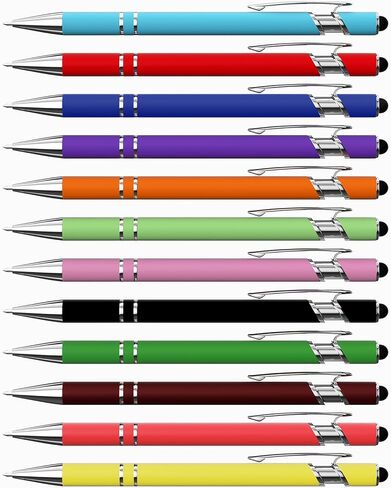 Ballpoint Pen with Stylus Tip, Soft Touch Click Metal Pen, Smooth Writing Black Ink, for Touch Screens, 10 Pack (Mixed Colors) in Kuwait