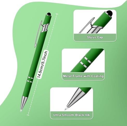 Ballpoint Pen with Stylus Tip, Soft Touch Click Metal Pen, Smooth Writing Black Ink, for Touch Screens, 10 Pack (Mixed Colors) in Kuwait
