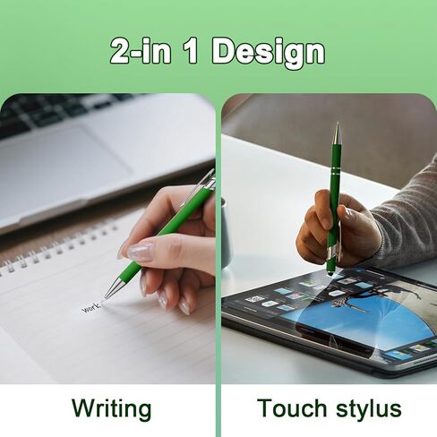 Ballpoint Pen with Stylus Tip, Soft Touch Click Metal Pen, Smooth Writing Black Ink, for Touch Screens, 10 Pack (Mixed Colors) in Kuwait