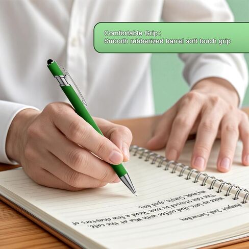 Ballpoint Pen with Stylus Tip, Soft Touch Click Metal Pen, Smooth Writing Black Ink, for Touch Screens, 10 Pack (Mixed Colors) in Kuwait