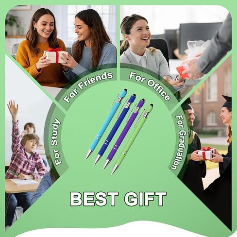 Ballpoint Pen with Stylus Tip, Soft Touch Click Metal Pen, Smooth Writing Black Ink, for Touch Screens, 10 Pack (Mixed Colors) in Kuwait