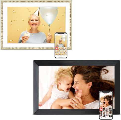 إطار صور رقمي مكون من قطعتين، إطار صور رقمي Frameo WiFi مقاس 15.6 بوصة مع إطار صور رقمي Frameo WiFi مقاس 10.1 بوصة، شاشة لمس عالية الدقة 1280*800 IPS، تخزين 32 جيجابايت، مشاركة فورية لصور الفيديو، هاتف ذكي in Kuwait