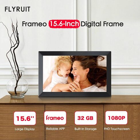 إطار صور رقمي مكون من قطعتين، إطار صور رقمي Frameo WiFi مقاس 15.6 بوصة مع إطار صور رقمي Frameo WiFi مقاس 10.1 بوصة، شاشة لمس عالية الدقة 1280*800 IPS، تخزين 32 جيجابايت، مشاركة فورية لصور الفيديو، هاتف ذكي in Kuwait