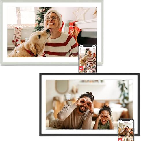 إطار صور رقمي مكون من قطعتين، إطار صور رقمي Frameo WiFi مقاس 15.6 بوصة، شاشة لمس عالية الدقة 1280 * 800 IPS، تخزين 32 جيجابايت، مشاركة فورية لصور الفيديو، هاتف ذكي in Kuwait