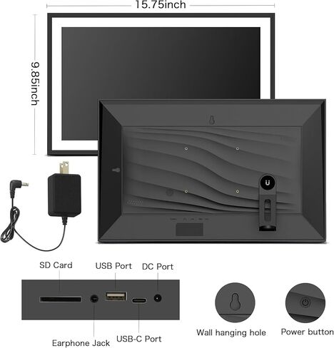 إطار صور رقمي مكون من قطعتين، إطار صور رقمي Frameo WiFi مقاس 15.6 بوصة، شاشة لمس عالية الدقة 1280 * 800 IPS، تخزين 32 جيجابايت، مشاركة فورية لصور الفيديو، هاتف ذكي in Kuwait