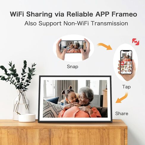 إطار صور رقمي مكون من قطعتين، إطار صور رقمي Frameo WiFi مقاس 15.6 بوصة، شاشة لمس عالية الدقة 1280 * 800 IPS، تخزين 32 جيجابايت، مشاركة فورية لصور الفيديو، هاتف ذكي in Kuwait