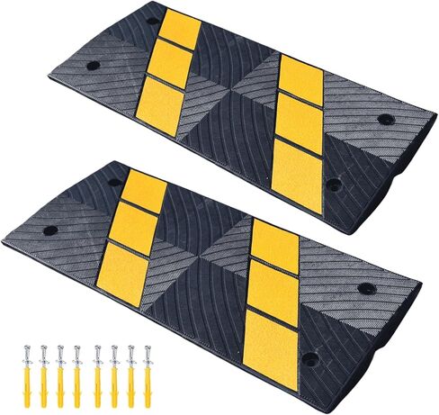 35 بوصة منحدر كبح من المطاط للسيارة لممر 2 حزمة ، جسر عتبة المطاط الثقيلة مسارات جسر كبح ، مع خطوط عاكسة صفراء ، منحدرات للشاحنات ، السيارات ، الدراجات البخارية ، منحدر كرسي متحرك in Kuwait