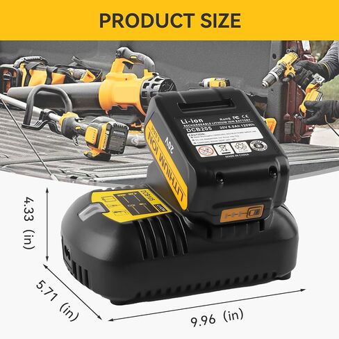 20V 6.0Ah Battery Replacement for Dewalt 20V Max Battery and DCB105 Charger Combo (Not Made in Dewalt) in Saudi Arabia