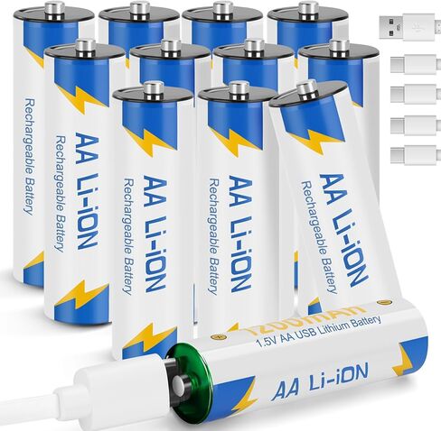 2000mWh Rechargeable Lithium AA Batteries,12 Pack 1.5V Li-ion Batteires with Charger Cable,for Blink Camera in Saudi Arabia