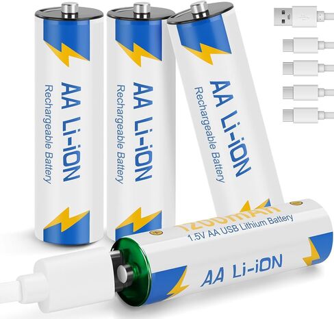 2000mWh Rechargeable Lithium AA Batteries,12 Pack 1.5V Li-ion Batteires with Charger Cable,for Blink Camera in Saudi Arabia