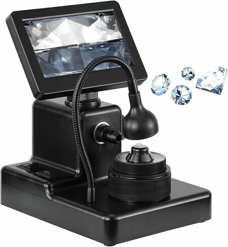 عارض النقش الماسي، مجهر رقمي LCD مقاس 4.3 بوصة، مع ضوء ملء LED، تكبير 50-1000X، نطاق تركيز قابل للتعديل 10-40 مم، لاختبار الماس in Kuwait