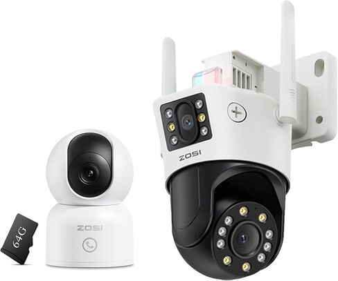 ZOSI C518 4K Indoor WiFi Pan/Tilt Security Camera with Auto Tracking and C298 Lite 4MP Dual-Lens(2MP+2MP) PT Camera, Auto Track, AI Detection, Night Vision, 2-Way Talk, Memory Card Storage in Saudi Arabia