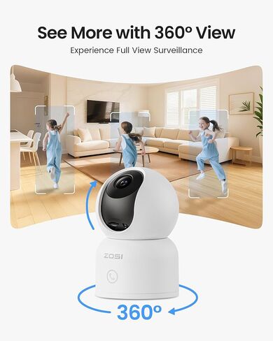 ZOSI C518 4K Indoor WiFi Pan/Tilt Security Camera with Auto Tracking and C298 Lite 4MP Dual-Lens(2MP+2MP) PT Camera, Auto Track, AI Detection, Night Vision, 2-Way Talk, Memory Card Storage in Saudi Arabia
