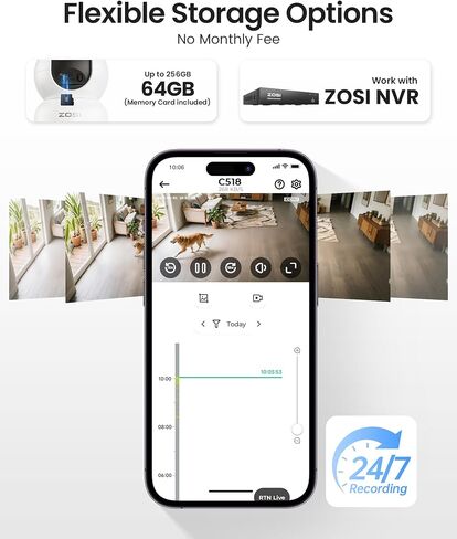 ZOSI C518 4K Indoor WiFi Pan/Tilt Security Camera with Auto Tracking and C298 Lite 4MP Dual-Lens(2MP+2MP) PT Camera, Auto Track, AI Detection, Night Vision, 2-Way Talk, Memory Card Storage in Saudi Arabia