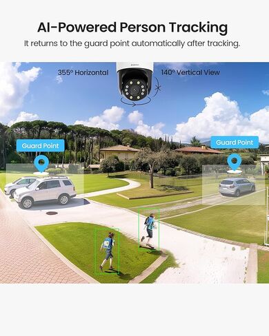 ZOSI C518 4K Indoor WiFi Pan/Tilt Security Camera with Auto Tracking and C298 Lite 4MP Dual-Lens(2MP+2MP) PT Camera, Auto Track, AI Detection, Night Vision, 2-Way Talk, Memory Card Storage in Saudi Arabia