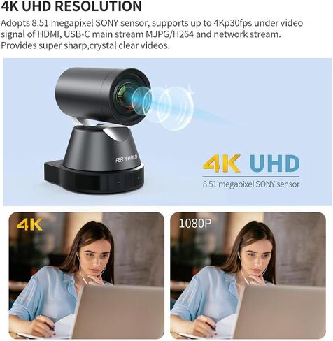 كاميرا FEELWORLD 4K12X 4K PTZ 12X زووم بصري AI تتبع HDMI USB IP جهاز تحكم عن بعد يصل إلى 255 موضعًا محددًا مسبقًا in Kuwait