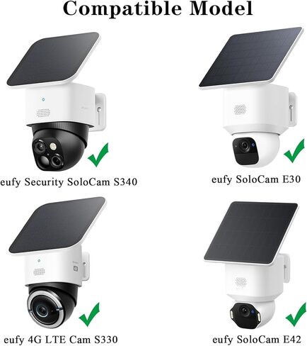 2 حزمة من حامل الفينيل المتوافق مع Eufy SoloCam S340/E30/E42 وEufy 4G LTE Cam S330 دعامة تثبيت للكاميرا الخارجية للأمان الشمسي بدون مثقاب، أبيض in Kuwait