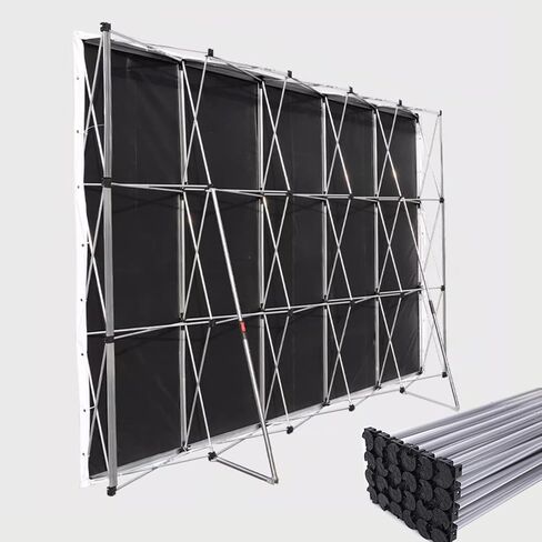 Portable Pop up Banner Stand Aluminum Alloy, X Frame Booth Display Background, Birthday Party/Opening Tension Fabric Backdrop Stand(Size:2.3m(7.5ft) Hx1.55m(5ft) L) in Saudi Arabia