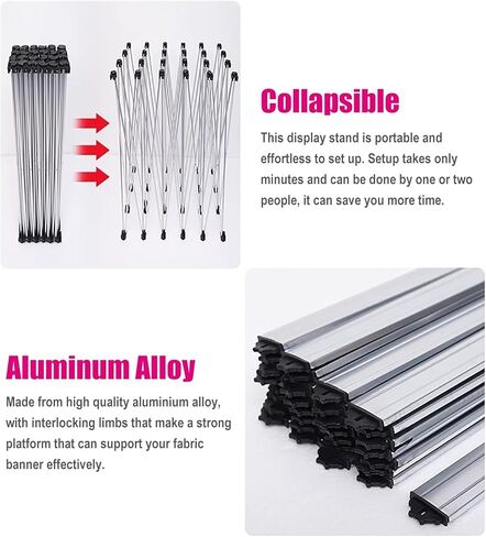 Portable Pop up Banner Stand Aluminum Alloy, X Frame Booth Display Background, Birthday Party/Opening Tension Fabric Backdrop Stand(Size:2.3m(7.5ft) Hx1.55m(5ft) L) in Saudi Arabia