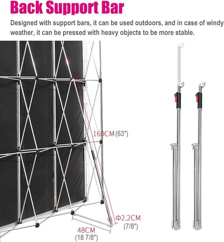 Portable Pop up Banner Stand Aluminum Alloy, X Frame Booth Display Background, Birthday Party/Opening Tension Fabric Backdrop Stand(Size:2.3m(7.5ft) Hx1.55m(5ft) L) in Saudi Arabia