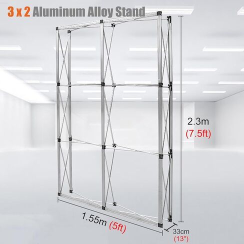 Portable Pop up Banner Stand Aluminum Alloy, X Frame Booth Display Background, Birthday Party/Opening Tension Fabric Backdrop Stand(Size:2.3m(7.5ft) Hx1.55m(5ft) L) in Saudi Arabia