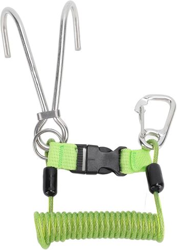 Spring Coiled Diving Hook Stainless Steel Double End Snap Clip, Blue, Quick Release Buckle - Durable Lanyard for Camera Flashlight, Waterproof Diving Accessories in Kuwait