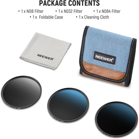 NEEWER 67mm ND Filter Set, ND8/32/64 (3/5/6 Stops) Multicoated Neutral Density Camera Lens Filter Photography Accessories with Storage Case & Cleaning Cloth, 3 Packs in Saudi Arabia