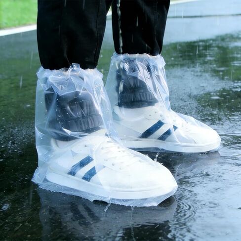 10 Pairs Waterproof Shoe Covers, Disposable Clear Rain Cover for Shoes, Plastic Non-Slip Boot Covers for Women and Men, Indoor Outdoor Overshoes (10 Pairs clear medium) in Saudi Arabia