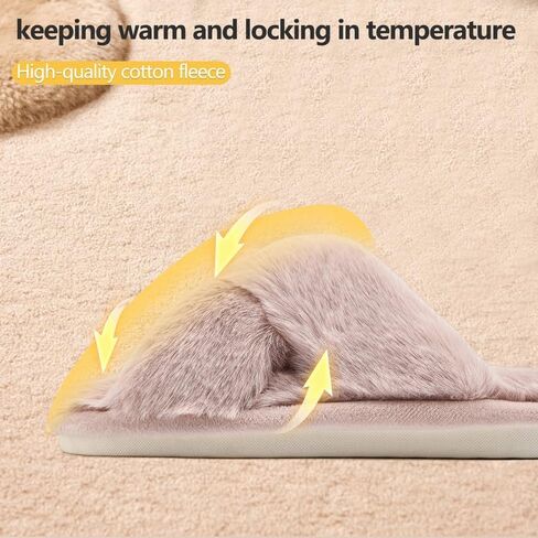 Women Cross Shaped Slippers Exposed Toes Cross Shaped Home Plush Warm Winter Indoor and Outdoor Slippers Pink in Saudi Arabia