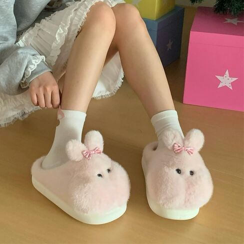 Cute animal cotton slippers, with EVA soles, made of plush material, non - slip, warm indoor home shoes. in Saudi Arabia
