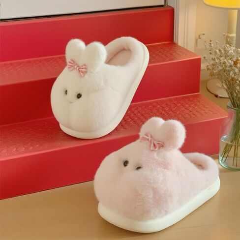 Cute animal cotton slippers, with EVA soles, made of plush material, non - slip, warm indoor home shoes. in Saudi Arabia