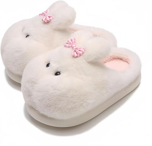 Cute animal cotton slippers, with EVA soles, made of plush material, non - slip, warm indoor home shoes. in Saudi Arabia