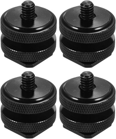 Kisangel 4Pcs 1/4 Inch Dual Thread Camera Mount Screw and Flash Hot Shoe Mount Adapter for DSLR Photography and Video Lighting Equipment in Saudi Arabia