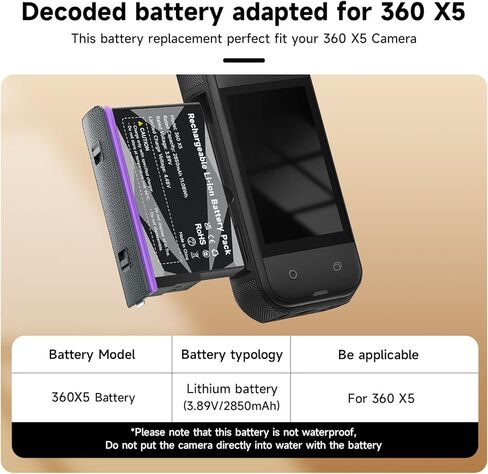 2-Pack 2850mAh Long Lasting Battery with LED Dual Slot Fast Charger for Insta360 X5 in Kuwait