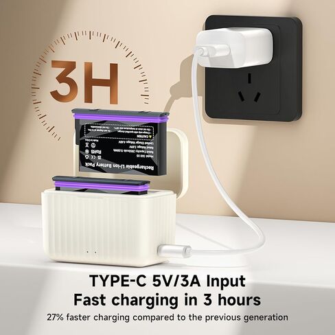 2-Pack 2850mAh Long Lasting Battery with LED Dual Slot Fast Charger for Insta360 X5 in Kuwait