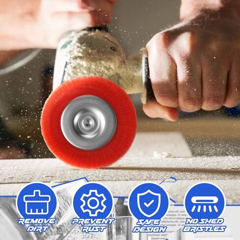 Bokon 18 Pack Nylon Filament Abrasive Wire Brush Wheel & Cup Brush Set with 1/4in Hex Shank for Cleaning Sanding Drill Scrub Brushes Attachment Remove Paint 80/120/240 Grit in Saudi Arabia