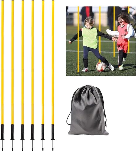 4 Pcs 5FT Agility Training Poles for Soccer,Basketball,Football,Dog,Horse Training-Adjustable Speed and Agility Training Equipment Sports Training Sticks with Ground Spring Nails and Storage Bag in Kuwait