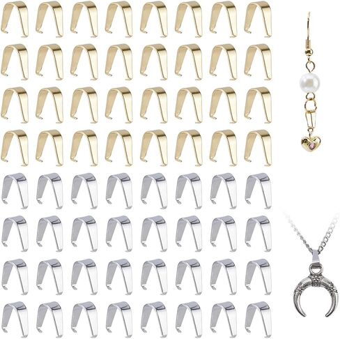 dicosmetic 100pcs الفولاذ المقاوم للصدأ الصلب الكفالة قلادة صغيرة بكفالة مقطع 7x6.5x3mm مشبك مقاطع مقاطع 18 كيلو. in Saudi Arabia