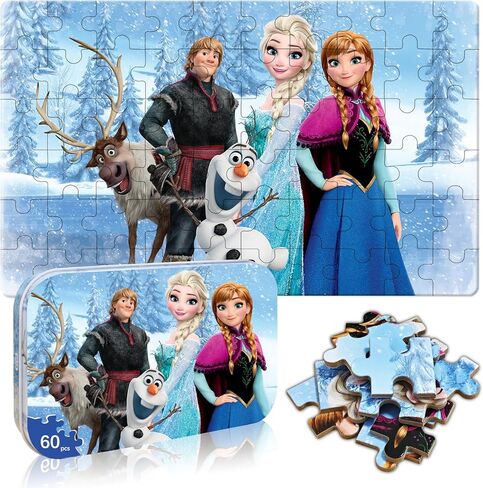 Puzzles for Kids Ages 4-6, 60 Piece Jigsaw Puzzles in Metal Box, Educational Learning Toys for Boys and Girls, Premium Puzzle Games, Kids Puzzle Gift in Kuwait