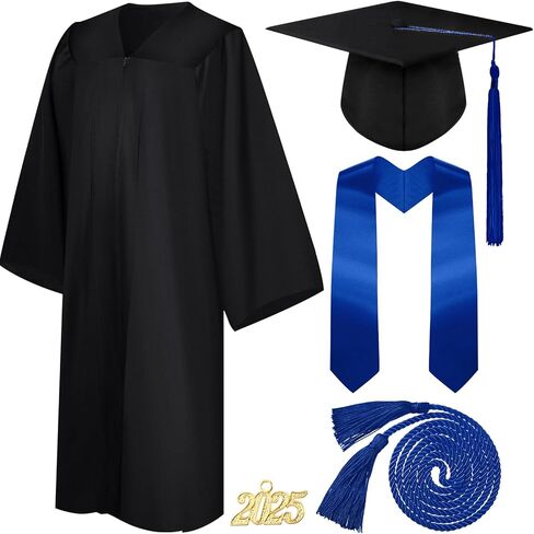 Syhood 4 Pieces 2025 Unisex Graduation Matte Gown Cap Tassel Stole Set Honor Cord for Graduation(Size 51,Pink, White) in Saudi Arabia