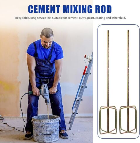 Uonlytech 2pcs Stirring Rod Drill Stirrer Paddle Paint Mixer Drill Bit Handheld Mixer Cement Sticks Paint for Handheld Electric Tool Parts re-usable in Saudi Arabia