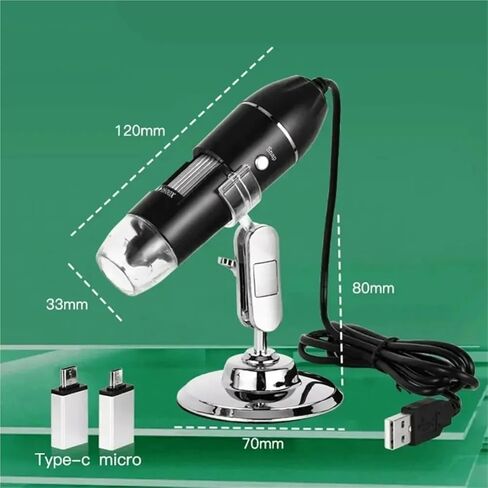 Digital Microscope, Digital Microscope Camera 3in1 C Type USB Portable Electron 500X/1000X/1600X,Pocket Portable(1600X) in Saudi Arabia