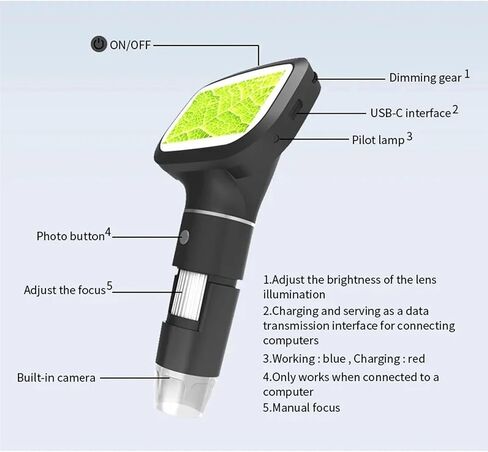 Digital Microscope, 2Pcs 2.4" Digital Microscope 1600X Magnifier 1080P HD Inspection Camera,Pocket Portable in Saudi Arabia