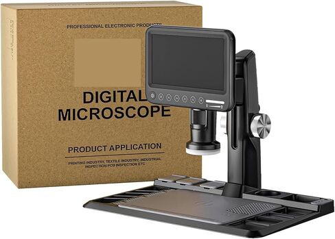 Digital Microscope, 1600X Digital Microscope 12MP Electronic Video Microscopes 7 Inch IPS Screen Soldering with 28 LEDs,Pocket Portable in Saudi Arabia