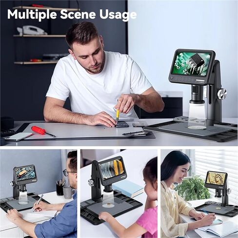 Digital Microscope, 1600X Digital Microscope 12MP Electronic Video Microscopes 7 Inch IPS Screen Soldering with 28 LEDs,Pocket Portable in Saudi Arabia