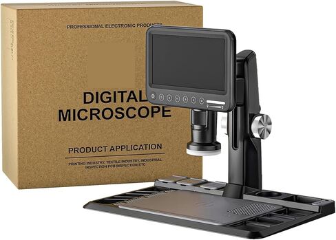 مجهر رقمي، مجهر رقمي 1600X، مجاهر فيديو إلكترونية بدقة 12 ميجابكسل، شاشة IPS 7 بوصة لحام مع 28 مصباح LED، جيب محمول in Kuwait